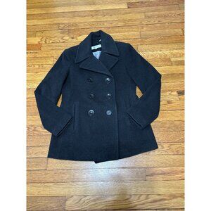 Calvin Klein Women's Peacoat Sz 4 Charcoal Gray Double Breasted Wool Blend Coat